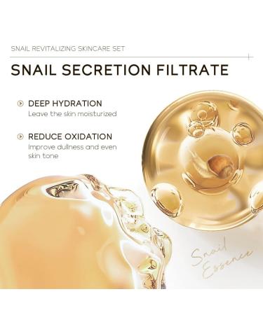 Snail Mucin Skin Care Set - Golden Snail Serum Ginseng Eye Cream & Essence Cream for Damaged Skin Improved Elasticity & Minimized Pores - 3-in-1 Solution - Buy Online on GoSupps.com