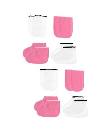 FOMIYES 4 Sets Leather Horn Boots Moisturizing Work Gloves Nail Tools Hand Treatment Mitts Paraffin Manicure Foot Spa Kit Moisturizing Work Socks Polyester Lining Pedicure Women's Hot Wax