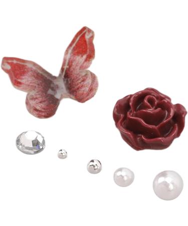 Nail Art Rhinestones Kit 3D Nail Art Charms Flower Butterfly Shape Vintage Portable Manicure Decorations with Rhinestones Artificial Pearls with Storage Organizer Box - Buy Online on GoSupps.com