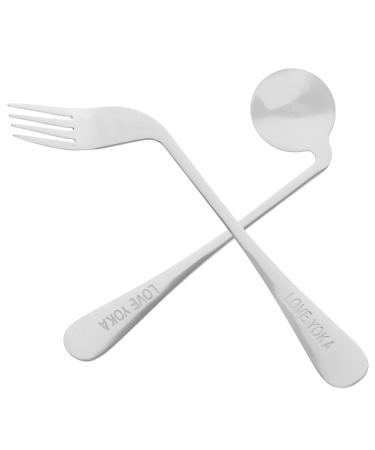 Doitool adaptive utensil set of angled spoon fork stainless steel Self-feeding curved utensil angled cutlery auxiliary dishes for older patients (right hand) - Buy Online on GoSupps.com