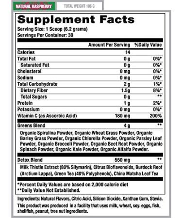 MAX EFFORT Muscle Greens Antioxidant Powder - Natural Raspberry Flavor (30 Servings) - Buy Online on GoSupps.com