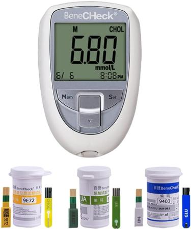 3-in-1 Home Total Cholesterol Test Meter Kit - Cholesterol, Glucose, and Uric Acid Testing - Buy Online on GoSupps.com