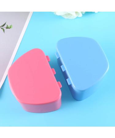 Portable Denture Case Holder - 2pcs False Teeth Box for Travel Cleaning (Blue and Rosy) - Buy Online on GoSupps.com