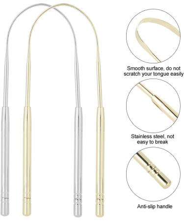 Buy Metal Tongue Scrapers for Adults | Reduces Bad Breath | Tough & Effective Mouth Freshener - Golden Edition - Buy Online on GoSupps.com