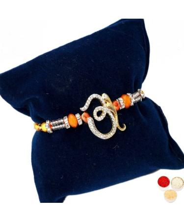 Ghasitaram Gifts Rakhi for Brother Rakhis Online - 7161 OM Viganhartha Diamond Rakhi