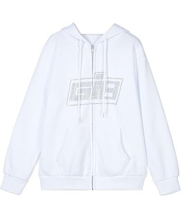 Women's Zip Up Skull Streetwear Hoodie Jacket - Winter Hooded Sweatshirt Coat for Teen Girls - Buy Online on GoSupps.com