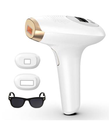 FDA Cleared Hair Removal for Women and Men, At Home High Energy IPL Hair Removal with Ice Cooling Protection, Reduce Pain Immediately, 999,999 Flashes, Laser Hair Removal for Whole Body(Sleek White)