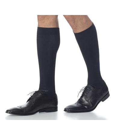 SIGVARIS Men’s Style Microfiber 820 Closed Toe Calf-High Socks 15-20mmHg - Black - Medium Long Black ML - Medium Long