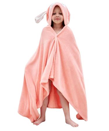 Hilmocho Kids Hooded Bath Towel Large Soft Baby Toddler Blanket Poncho Towel Children Swimming Beach Towel Bathrobe for Boys and Girls Pink