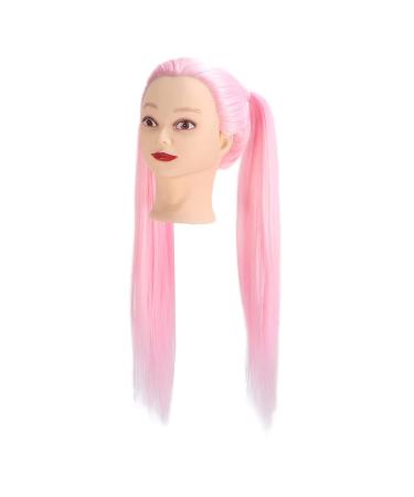 Long Pink Hair Styling Training Head Synthetic Fiber Doll for Braiding & Smoothing Practice | International Shipping Available - Buy Online on GoSupps.com