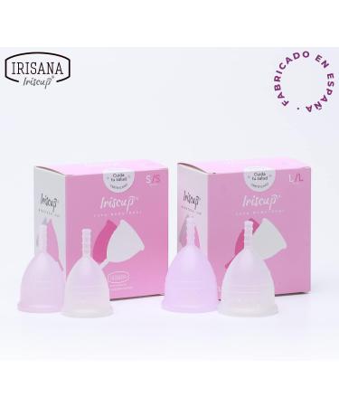 Irisana Menstrual Cup Pack of 2 - Size L - Pink & Transparent - Surgical Silicone - Compatible with IUP - Iriscup Model - International Shipping Available - Buy Online on GoSupps.com