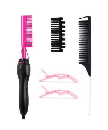 Pink Hot Comb Electric Hot Comb Heating Pressing Combs Hair Straightening [Power:42w]