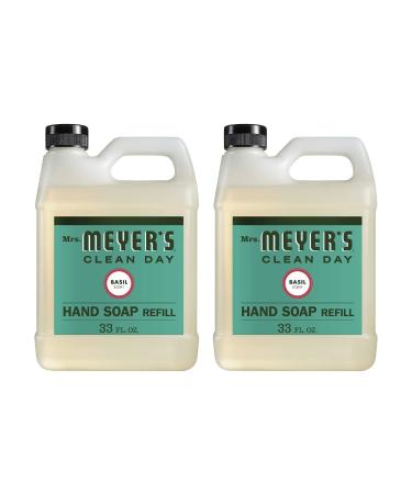 Mrs. Meyer's Clean Day Hand Soap Refill Made with Essential Oils Biodegradable Formula Basil 33 Fl. Oz (Pack of 2)