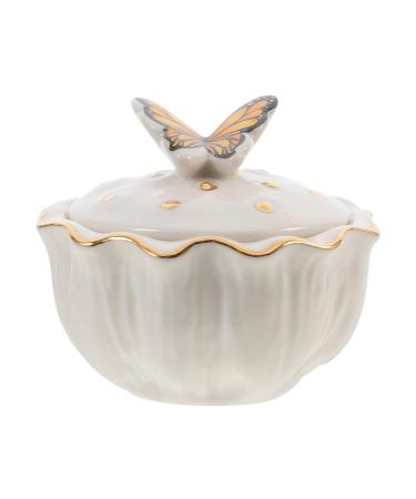 TOVINANNA Nail Dappen Dish Butterfly Ceramic Nail Cup Acrylic Liquid Powder Container Holder with Lid Ceramic Cup Nail Liquid Bowl