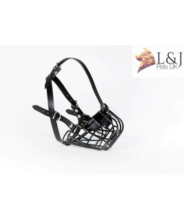 Metal Wire Basket Dog Muzzle for American Bully - B3 Black Leather/Silver - Buy Online on GoSupps.com