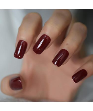 Medium Square Acrylic Artificial Nails for Women & Girls - Shiny & Durable 24-Piece Set | No Drying Time | Classic Nail Art - Buy Online on GoSupps.com