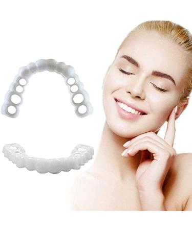 BGZ 5 Pieces Fake Teeth Veneers Cosmetic Dentures Snap on Instant Perfect Smile Whitening Dentures Cover The Imperfect Teeth For You No Pain No Drilling 5 Top And 5 Bottom