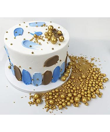 Gold Edible Pearl Sugar Sprinkles - 120g/4.2oz Jar for Cake, Cupcake, Cookie Decorations - Perfect for Weddings, Showers, and Parties - Buy Online on GoSupps.com