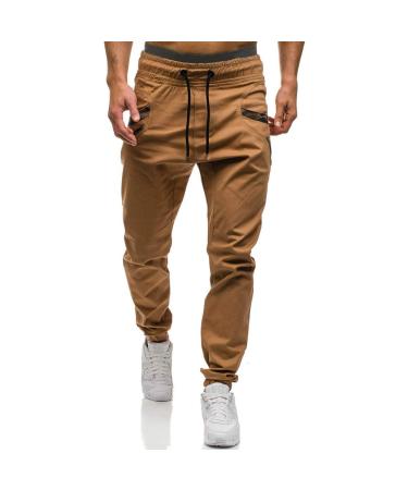 Mens Fashion Athletic Joggers Pants - Sweatpants Trousers Cotton Cargo Pants Mens Long Pants Large Khaki