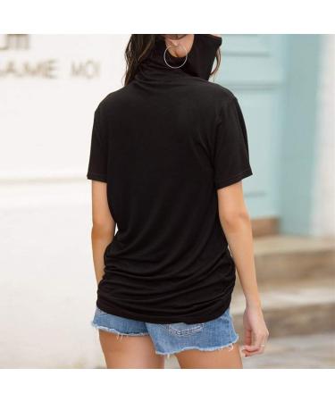 WUAI Women's Plus Size Short Sleeve T-Shirt with Face Mask - Casual Loose Fit Round Neck Top Blouse in Black (X-Large) - Buy Online on GoSupps.com