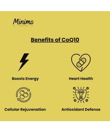 Minimo Nutrition CoQ10 Ubiquinone 200mg 3rd Party Tested Optimally Absorbed Ubiquinone Vegan Gluten Free Dietary Supplement Support for Heart Health & Brain Function 30 Capsules - Buy Online on GoSupps.com