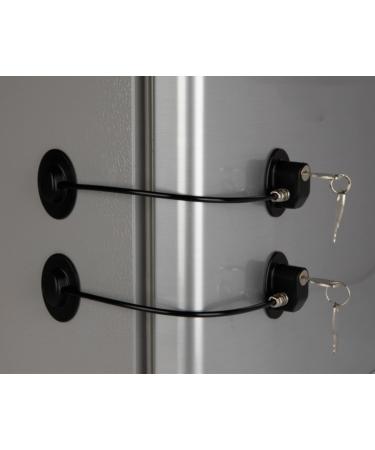 2 Pack Refrigerator Door Locks with 4 Keys, File Drawer Lock, Freezer Door Lock and Child Safety Cabinet Locks by REZIPO Black