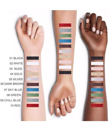 Colorful Gel Glitter Eyeliner Waterproof Pearl Eyeshadow Metallic Glitter Eyeliner for Women Eyeliner and Eyeshadow Eye Makeup (05 Silver) - Buy Online on GoSupps.com