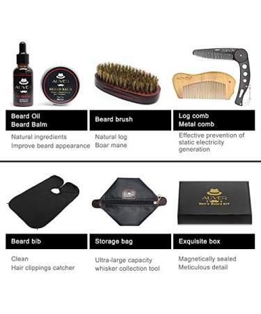 6-Piece Beard Grooming Kit with Organic Oil, Balm, Wax for Styling and Growth - Includes Bib, Brush, Combs - Large Storage Bag - Buy Online on GoSupps.com