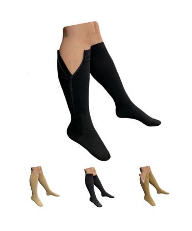 Closed Toe 20-30 mmHg Compression Extra Wide Plus Shin Big Calf Sock (Black With Zipper 5X-Large) Black With Zipper 5X-Large
