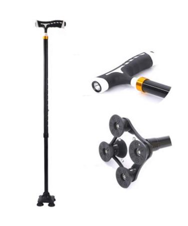 MNBHUYRD Walker Adjustable Crutches (71-95Cm) Big Four-Leg Design More Non-Slip and Stable with LED Night Vision Light 10-Level Height Adjustment Crutches Hello Independence