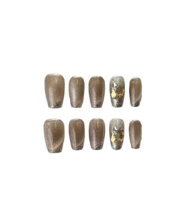10Pcs Cat Eye Handmade Press On Nails with Gradient Design False Nails Full Cover Ballerina Wearable Artificial Nail Tips (Color : 9 Size : S)