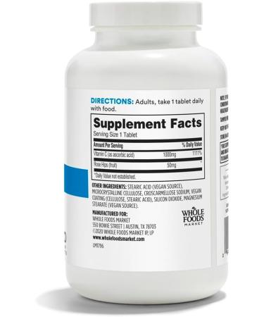 365 by Whole Foods Market Vitamin C - 250 Vegan Tablets - Buy Online on GoSupps.com