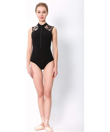 Limiles Women's Zip-Front Lace Net Back Tank Ballet Leotard - X-Small - Buy Online on GoSupps.com