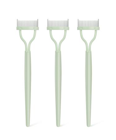 Eyelash Comb Eyelash Curler Makeup Mascara Applicator Eyelash Definer Eyebrow Brush Metal Teeth Eye Lash Tool Pack of 3 1.18"*0.43" Light Green 18