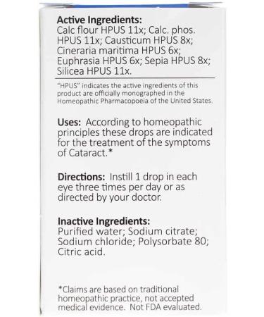 Natural Ophthalmics Cataract Eye Drops 10 ML - Homeopathic Formula for Crystalline Lens - Buy Online on GoSupps.com
