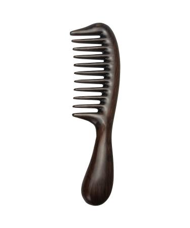 Louise Maelys Wide Tooth Hair Comb Black Sandalwood Detangler Comb for Curly Hair