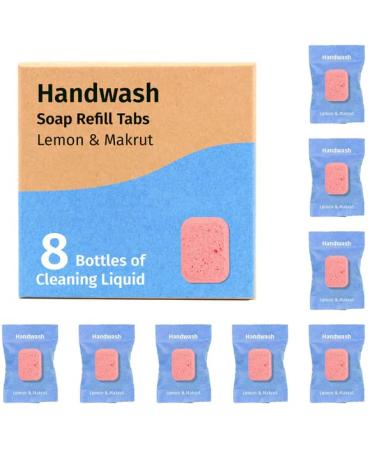 Hand Soap Tablets Refills | Pack of 8 | Each Eco-Friendly All-Natural Tablet Makes 8 fl oz/250 ml Foaming Hand Soap Tablets - Lemon & Makrut Scented