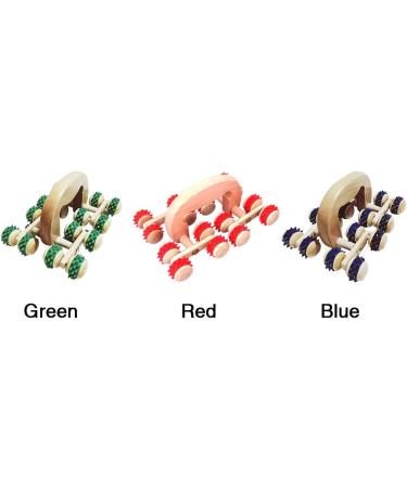 Dyda6 Wooden Handle Massage Scooter - 16 Roller Anti-Cellulite Massager for Stress Relief & Muscle Relaxation | Ideal for Body Shoulders Arms Back & Legs (Blue) - Buy Online on GoSupps.com