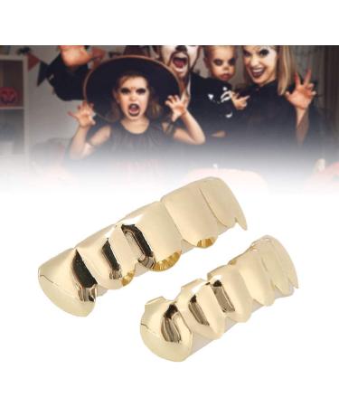 Herchr Funny Halloween Teeth - Shiny Brass Prosthesis for Parties | Unique Gold Decoration & Gift - Buy Online on GoSupps.com