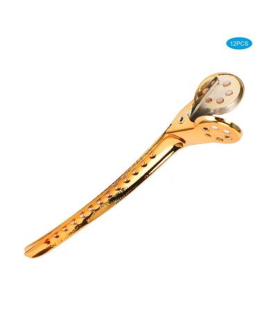 12 Steel Duck Beak Hair Clips Professional Gold Metal Styling Clips for Women & Hairdressers - Buy Online on GoSupps.com