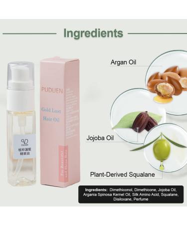 PUDUEN Gold Lust Hair Oil Argan & Jojoba Oil Treatment for Dry, Damaged, Color-Treated Hair 0.84 oz - Buy Online on GoSupps.com