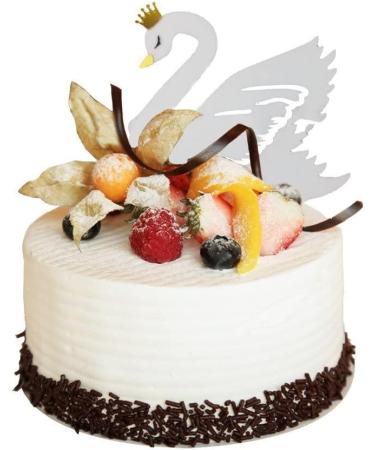 Swan Cake Topper Diy Acrylic Crown Cupcake Topper for Birthday Wedding Party Cake Decorations White - Buy Online on GoSupps.com
