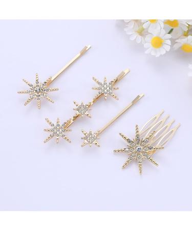 Jascatin Star Hair Clip Accessories Rhinestone Headdress Headwear Bobby Pins Side Clamps Grips for Women Girls Thick Thin Hair 4 Pieces (Gold) - Buy Online on GoSupps.com