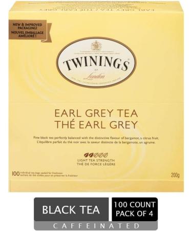 Twinings Earl Grey Individually Wrapped Tea Bags | Caffeinated Black Tea Enhanced with Bergamot Citrus | 100 Count (Pack of 4) | Enjoy Hot or Iced Earl Grey 100 Count (Pack of 4) - Buy Online on GoSupps.com