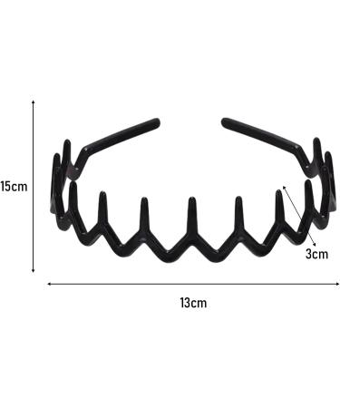 Richerarch Zig Zag Headbands 2 Pieces Shark Tooth Hair Comb Hairband Plastic Hair Bands with Elastic Non Slip Wavy(Black Brown) - Buy Online on GoSupps.com