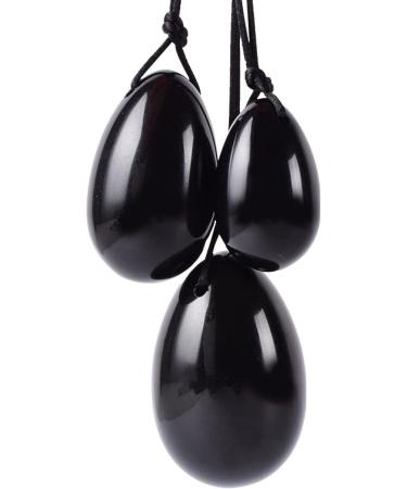 Natural Black Obsidian Yoni Jade Egg - Kegel Fitness Equipment for Muscle Toning & Tightening | Large Size - Buy Online on GoSupps.com