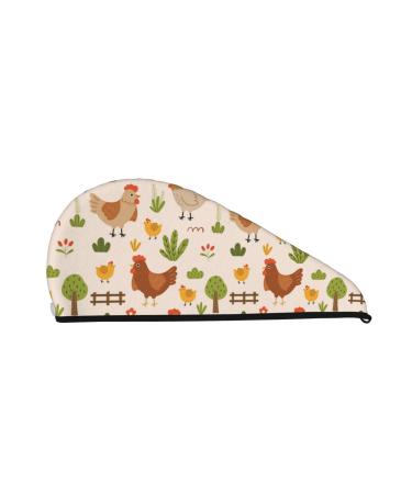 Cute Hen and Chicks Microfiber Hair Towel Soft Super Absorbent Hair Towel Wrap for Women Coral Velvet Quick Dry Hair Cap for Long Curly and Thick Hair
