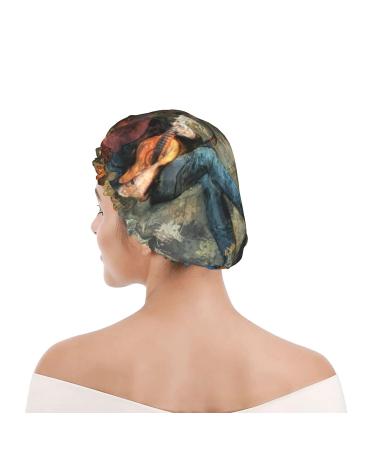Musical Man Guitar Player Printed Shower Cap - Waterproof, Fits All Head Sizes and Hair Textures for Women - Buy Online on GoSupps.com