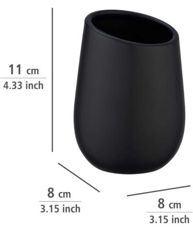 WENKO Toothbrush Cup Badi Black | Stylish 11x8x8 cm Bathroom Accessory | International Shipping - Buy Online on GoSupps.com