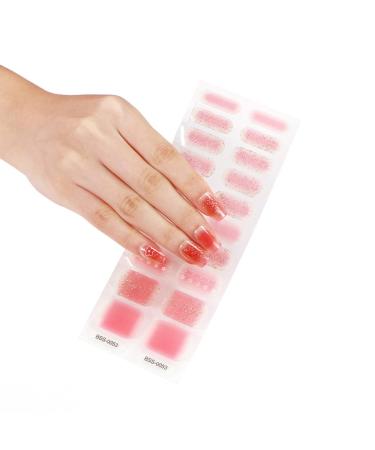 Gel Nail Polish Strips Stickers 20 Full Wraps Semi-Cured Nail Art Sticker Waterproof Self-Adhesive Gel Stickers Decals with Nail File for Cute Women Girls (Orange Pineapple) (Bss)